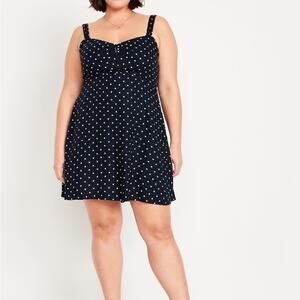 Old Navy Navy Dots Fit & Flare Crepe Mini Dress